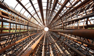 view along steel grid