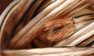 copper wired coiled closeup