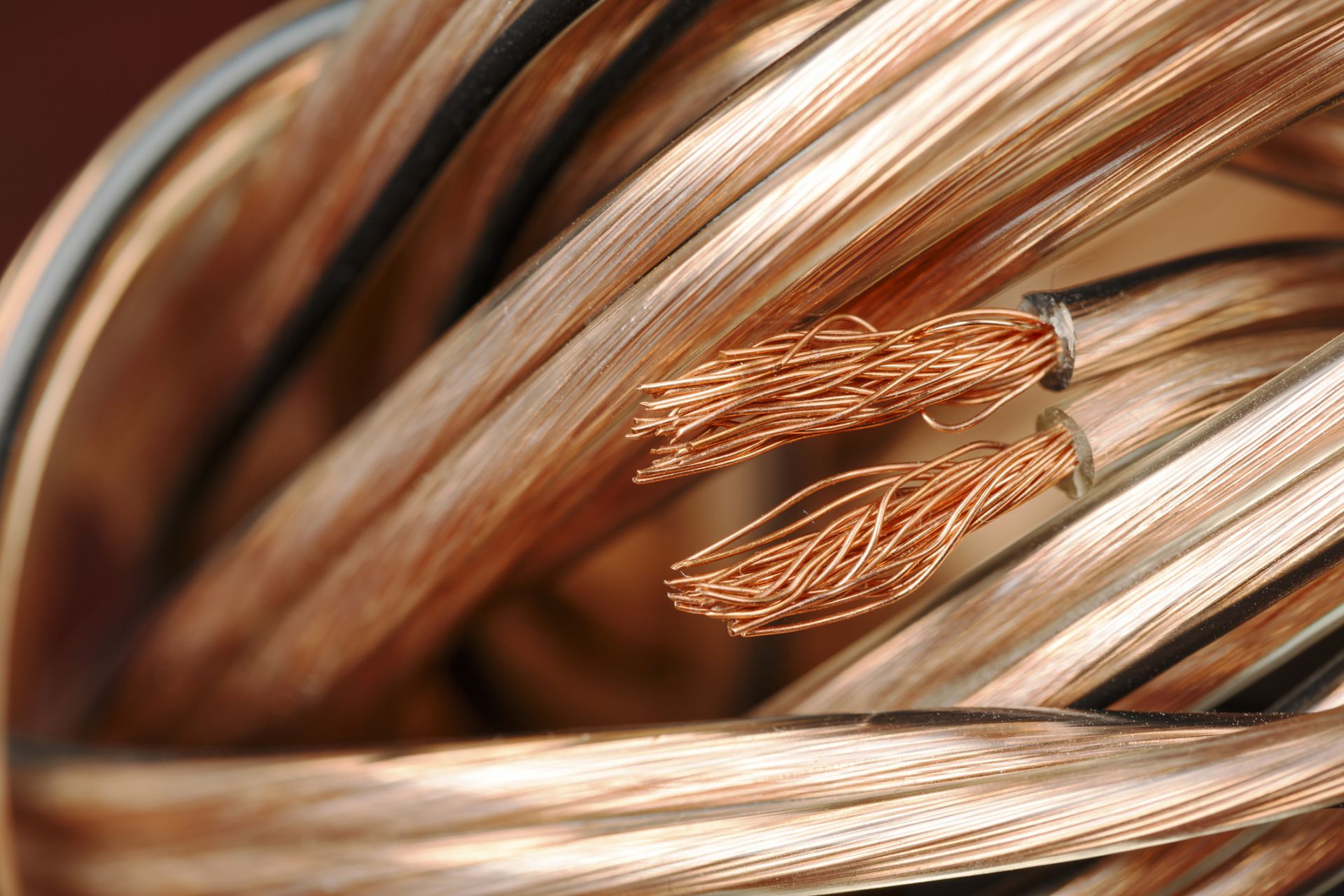 copper wired coiled closeup