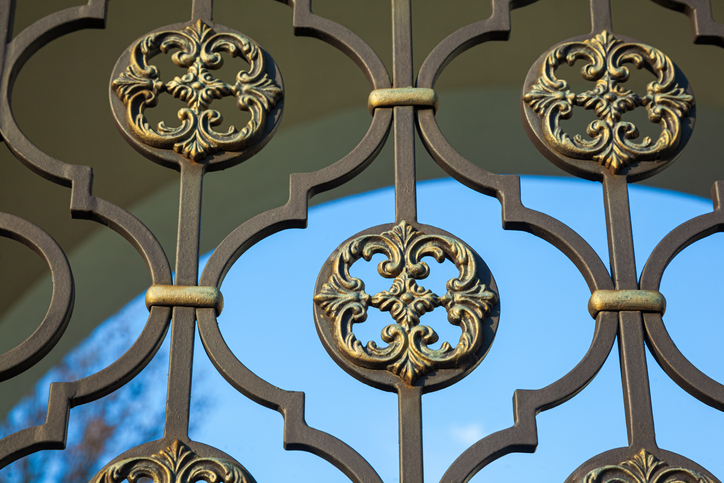 detailed bronze metal fencing