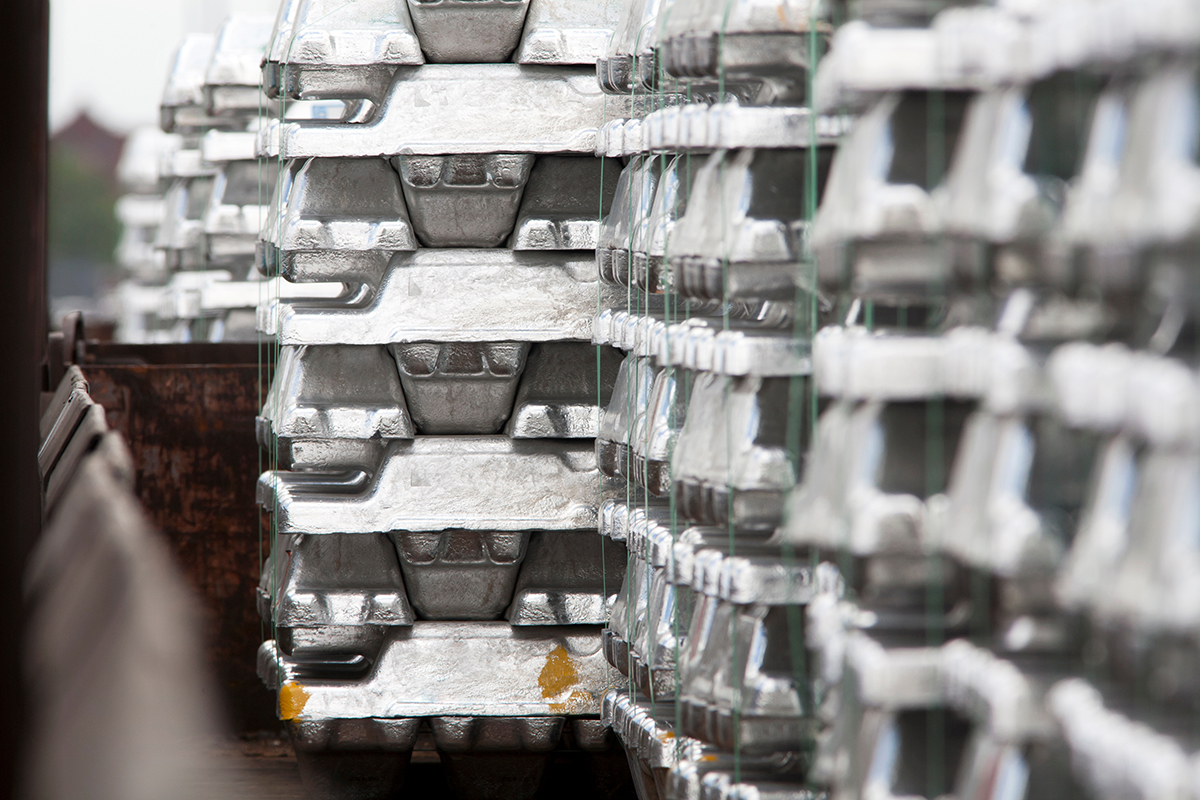 Stacks of aluminum ingot