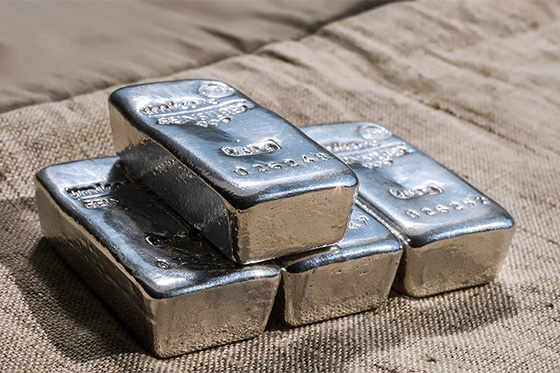 Stack of silver ingot.