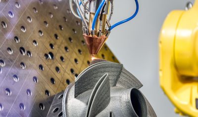 Metal 3D-printed boat propeller.